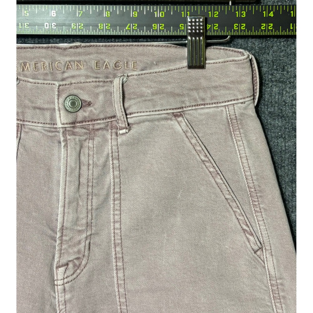 American Eagle Skater Jeans Women Size 2 High Rise Wide Leg Mauve - Picture 5 of 12